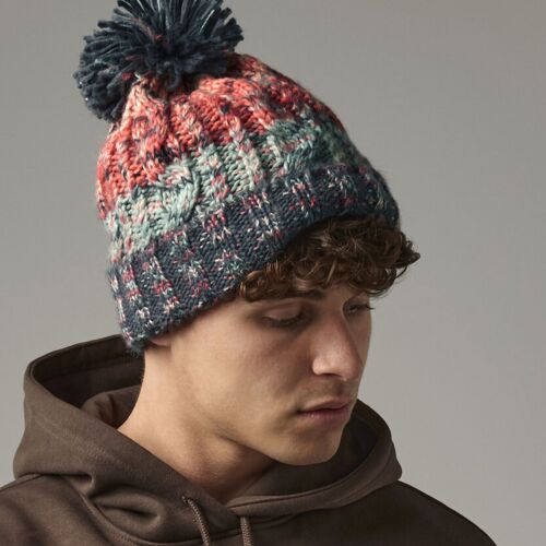 Corkscrew pom pom beanie Thumbnail